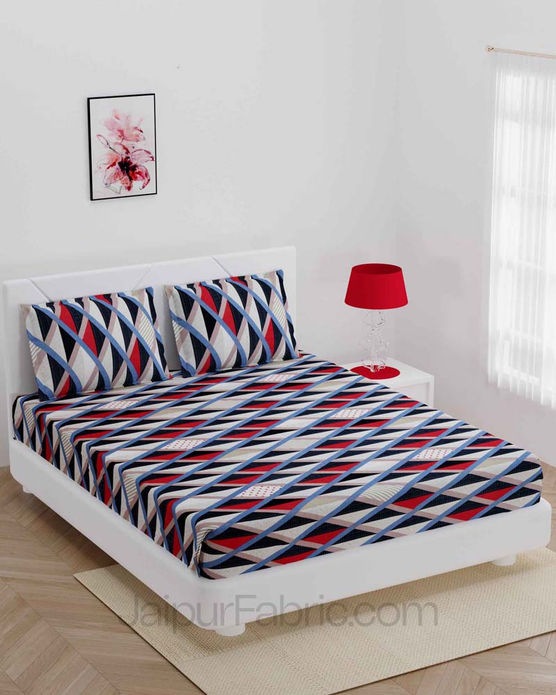 Multi Colur Rectangle Cross Lining Super Soft Double Bedsheet