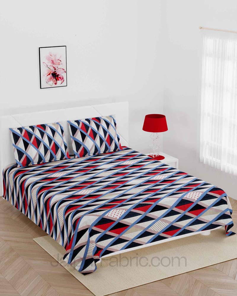 Multi Colur Rectangle Cross Lining Super Soft Double Bedsheet