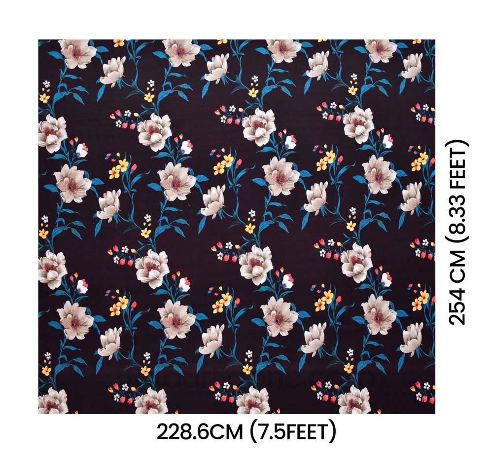 Chocolate Brown Floral Super Soft Double Bedsheet