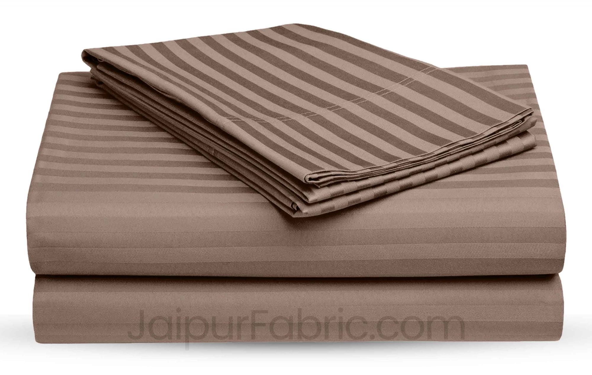 Light Brown Satin Stripes Double BedSheet