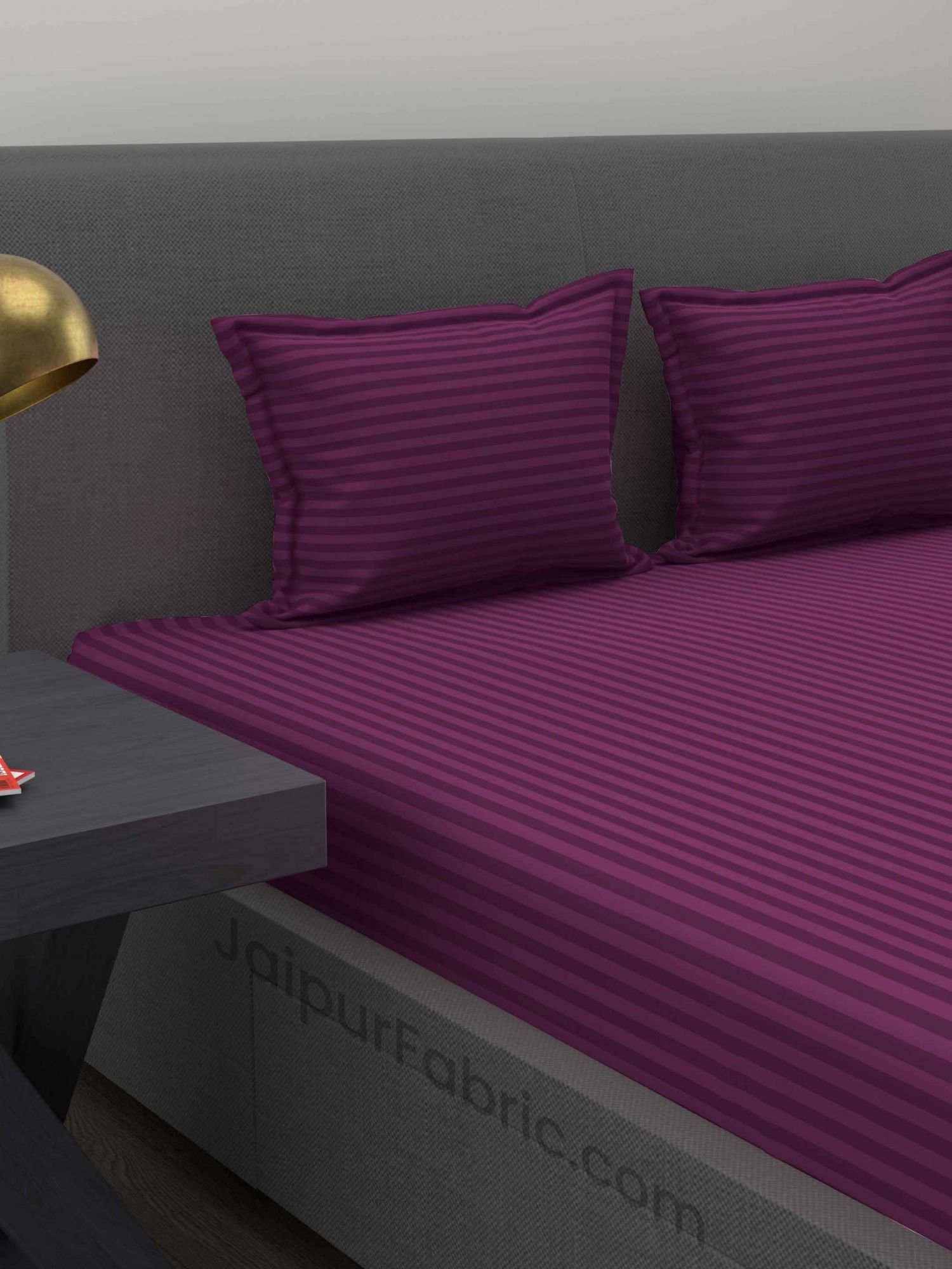 Pretty Purple Satin Stripes Double BedSheet