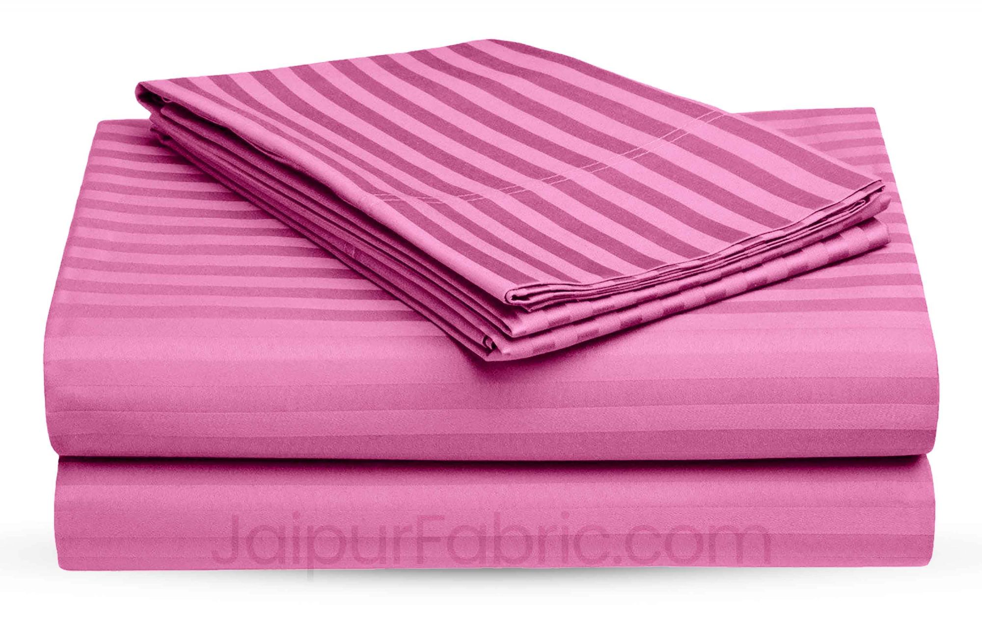 Rose Pink Satin Stripes Double BedSheet