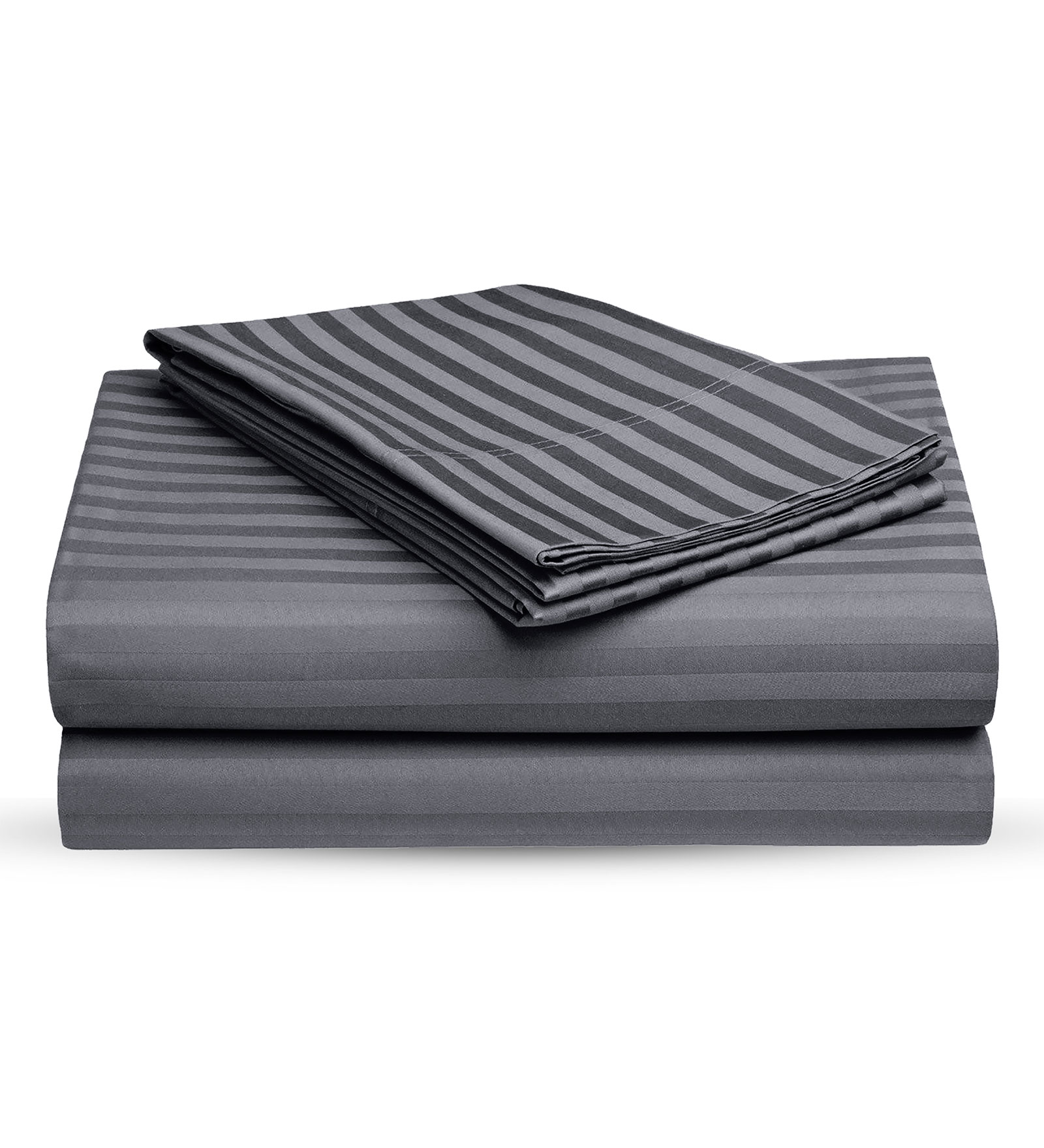 Silver Grey Satin Stripes Double BedSheet