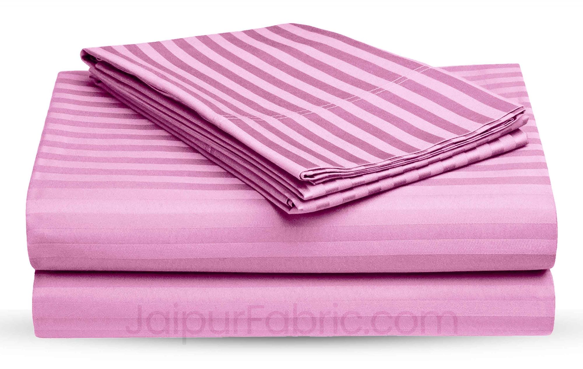 Light Pink Satin Stripes Double BedSheet