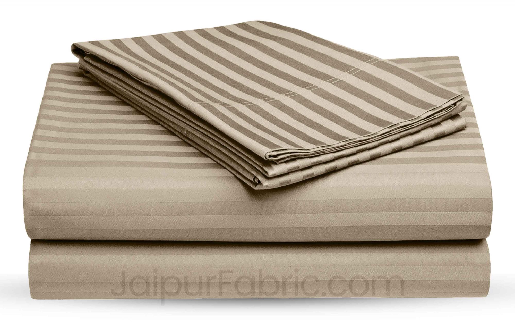 Ivory Cream Satin Stripes Double BedSheet