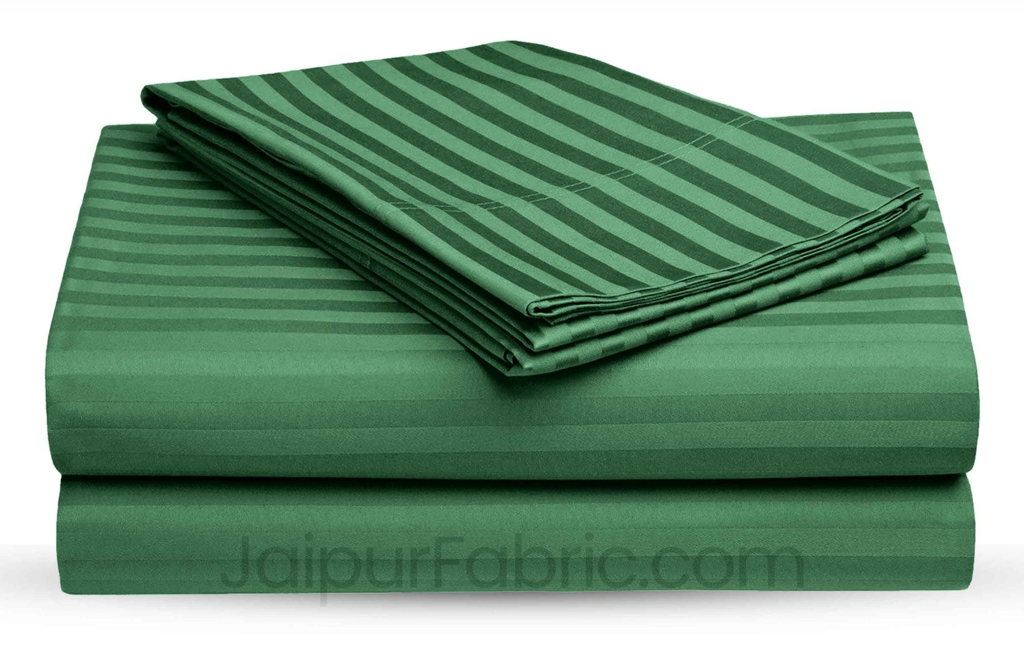 Forest Green Satin Stripes Double BedSheet