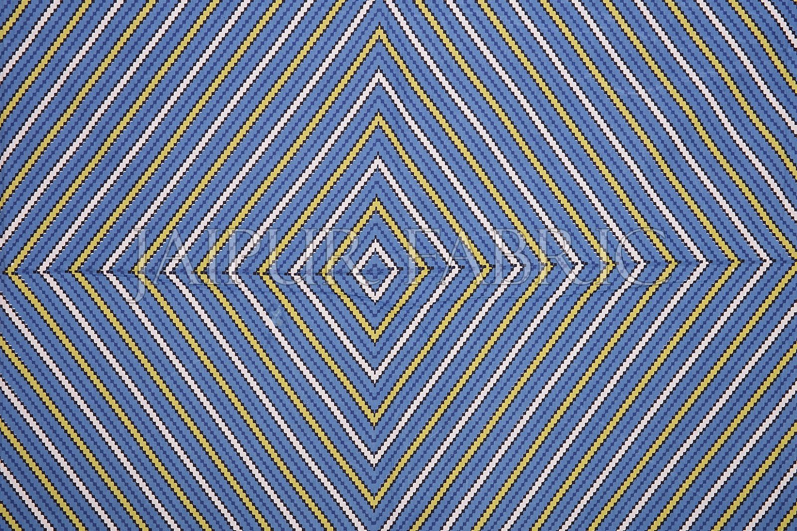 Blue Border Yellow Square and line Pattern Screen Print Cotton Double Bed Sheet