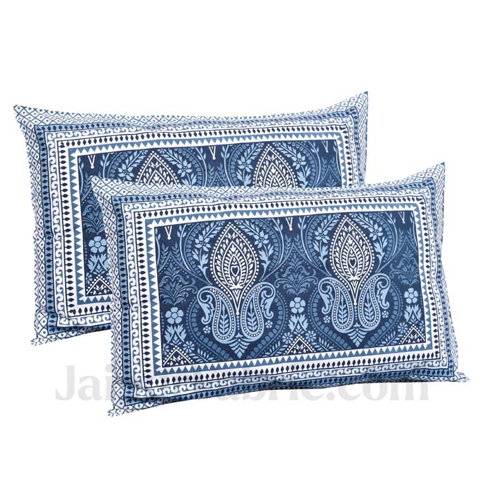 Ornate Stone Blue Seamless Pure Cotton Double Bedsheet