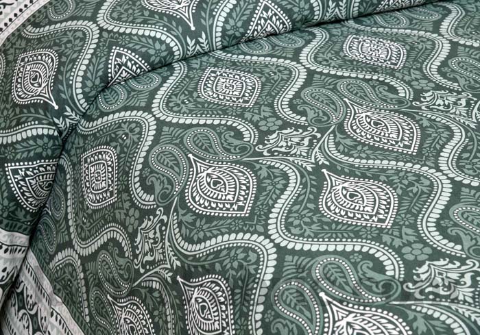 Ornate Basil Green Seamless Pure Cotton Double Bedsheet