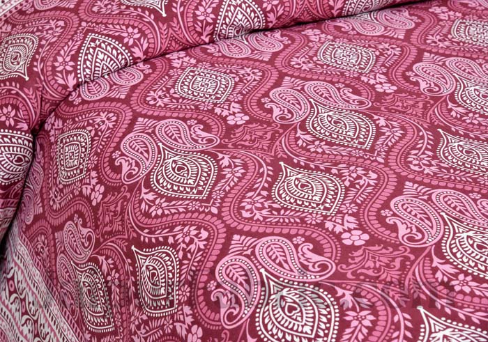 Ornate Vivid Pink Seamless Pure Cotton Double Bedsheet