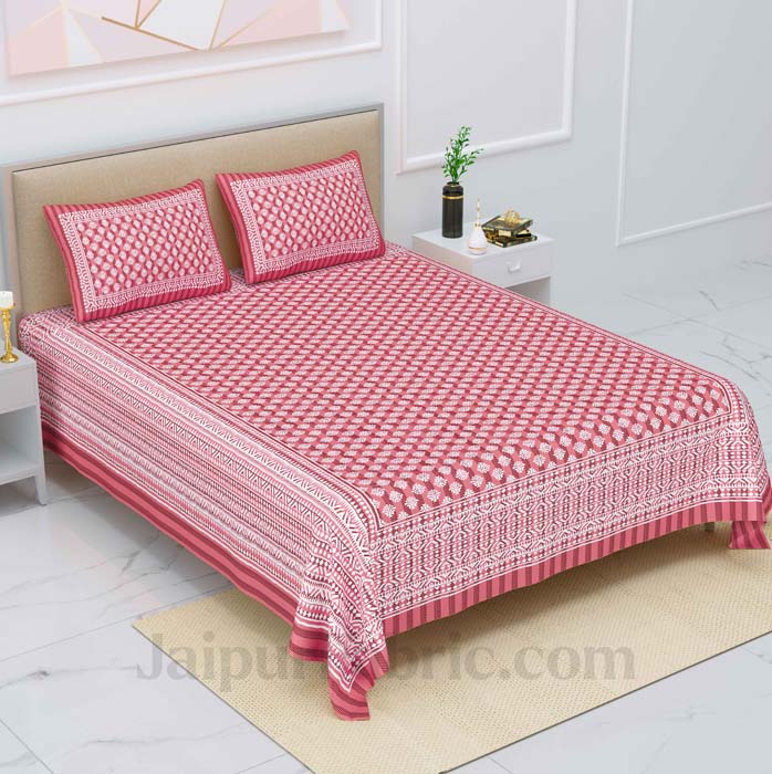Tribal Striped Rouge Pink Pure Cotton Double Bedsheet