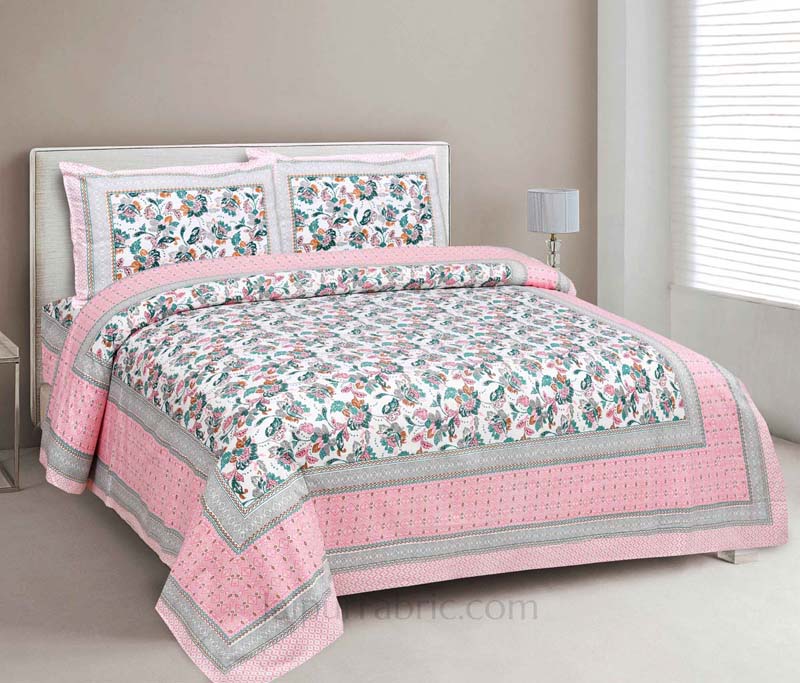 Phalgun Pink Cotton Double Bedsheet