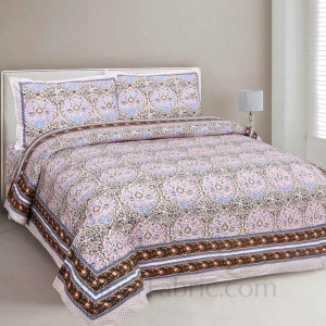 Garden Grace Pink Cotton Double Bedsheet