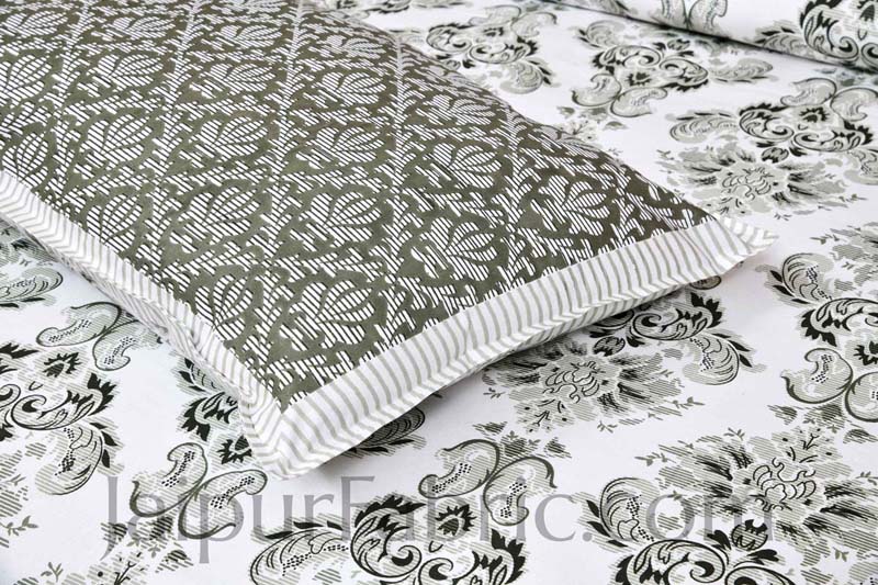 Ethnic Vibes Green Cotton Double Bedsheet