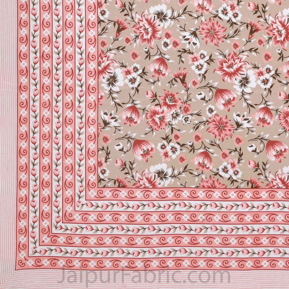 Festine Flower Pink Cotton Double Bedsheet