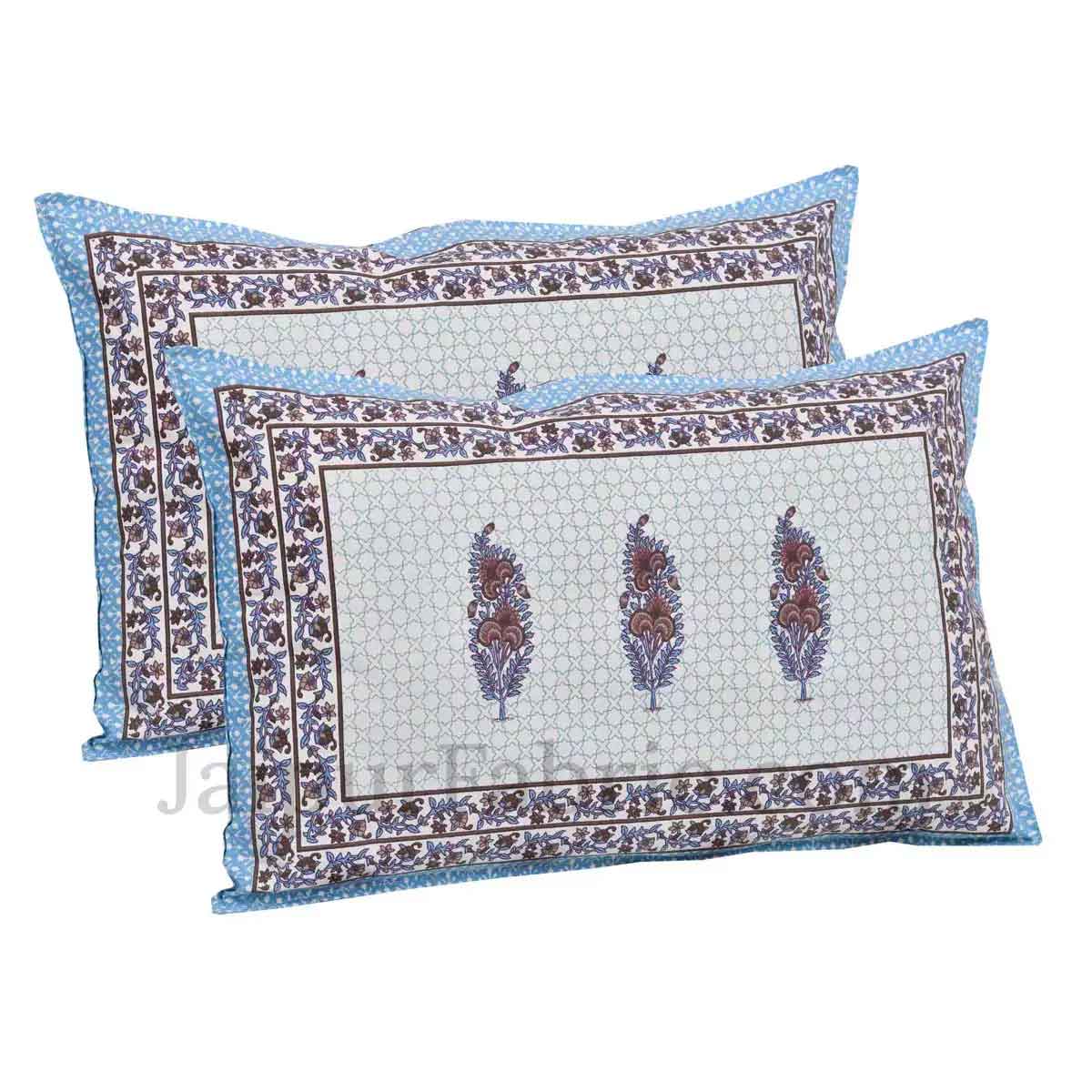 Blue Boota Ethnic Floral Pure Cotton Double BedSheet