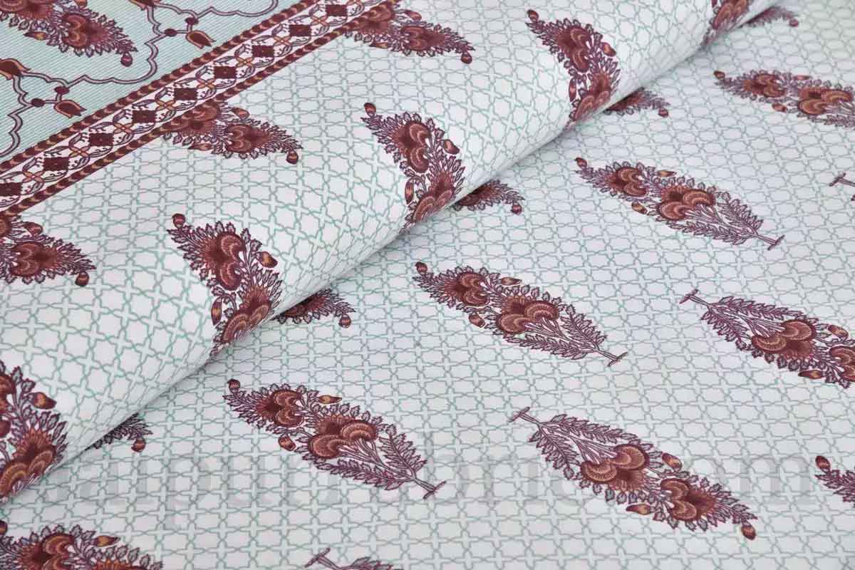 Brown Boota Ethnic Floral Pure Cotton Double BedSheet