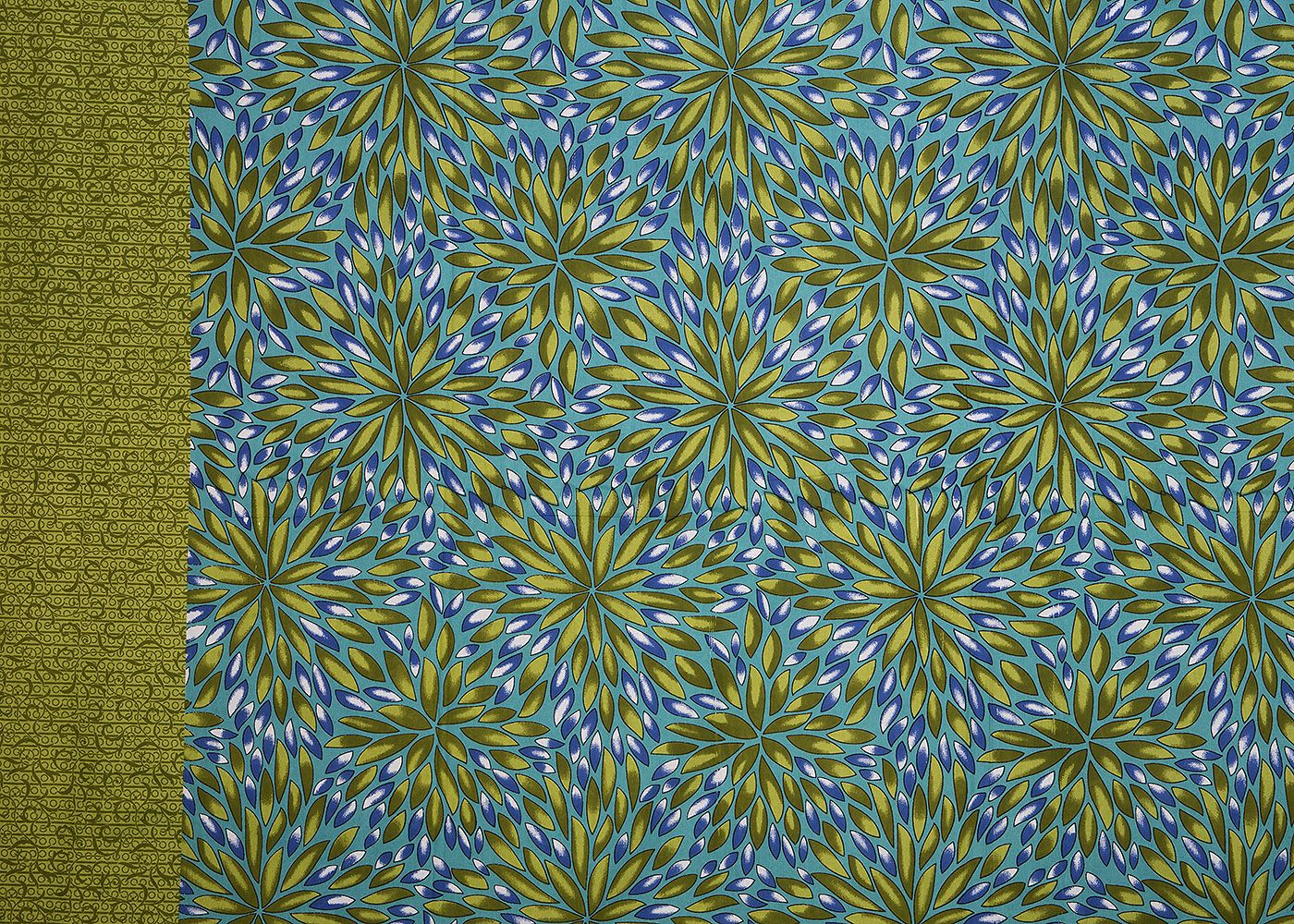 Sea Green Border Green Base Flower Pattern Cotton Double Bed Sheet