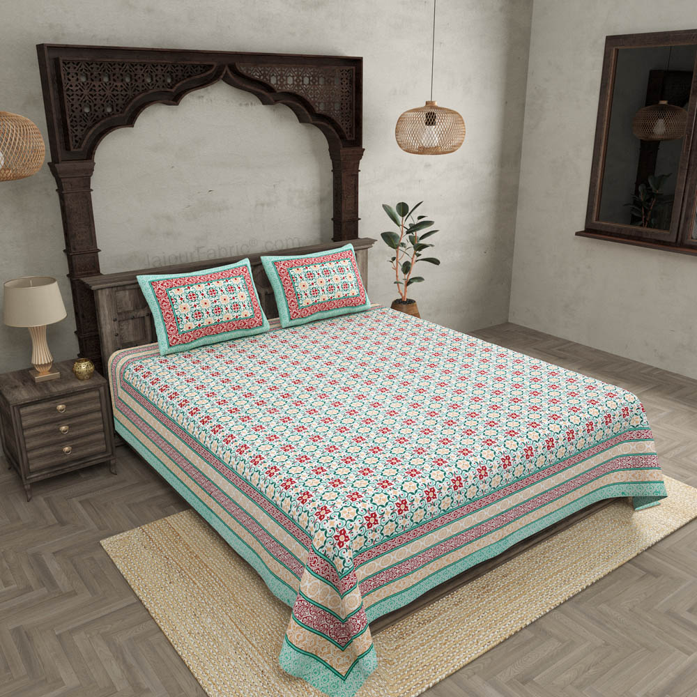 Catchy Canvas Green Double Bedsheet