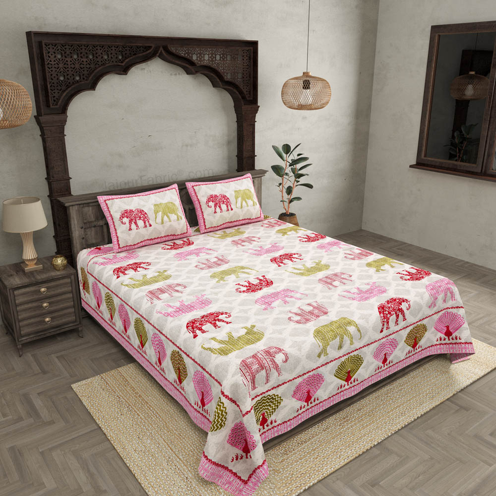 Jungle Safari Pink Double Bedsheet
