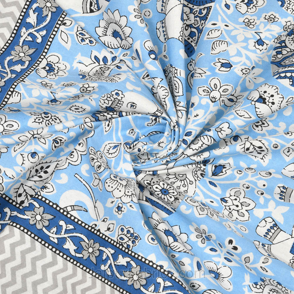 Shubh Arambh Blue Double Bedsheet