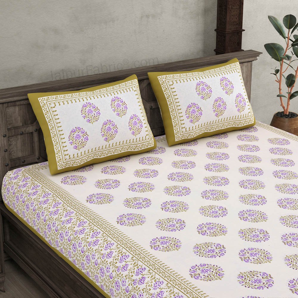 Floral Curl Lavender Double Bedsheet