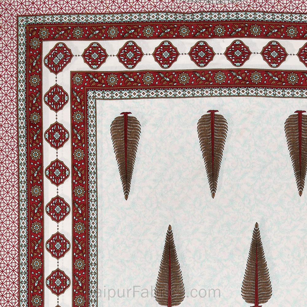 Ethnic Motif Maroon Block Print Pure Cotton Double Bedsheet