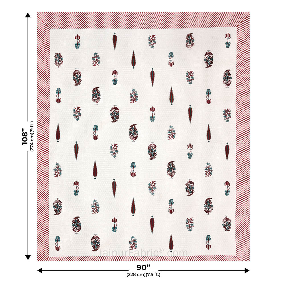 Folklore Fables Pink Block Print Pure Cotton Double Bedsheet