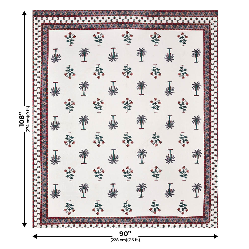 Cultural Mosaic Magenta Block Print Pure Cotton Double Bedsheet