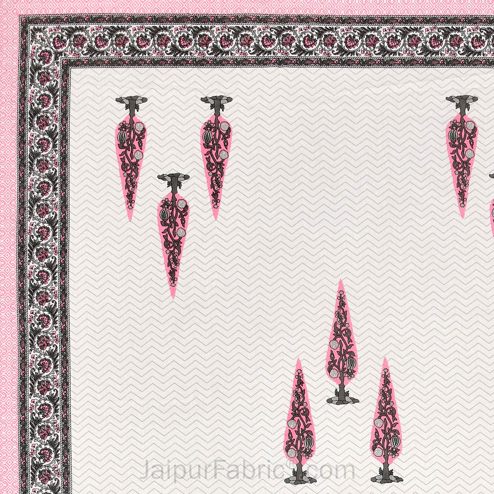 Elemental Elegance PinkBerry Block Print Pure Cotton Double Bedsheet