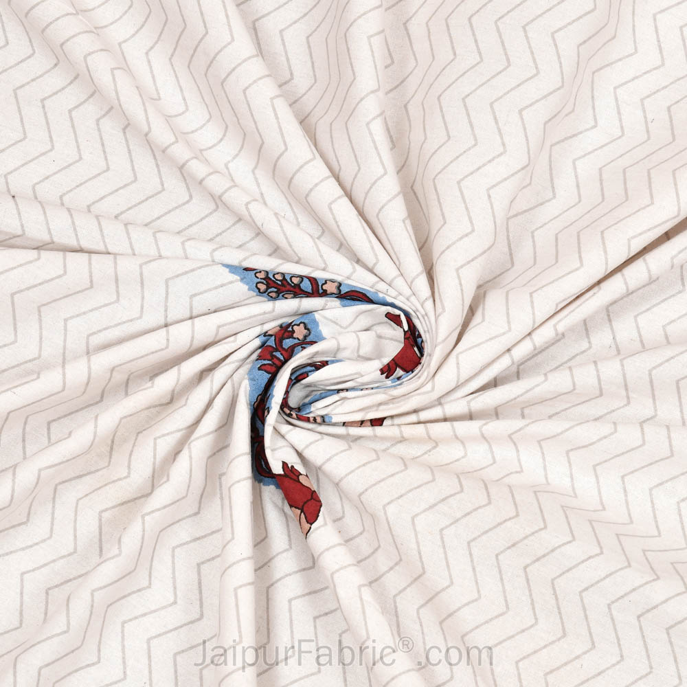 Elemental Elegance Maroon Block Print Pure Cotton Double Bedsheet