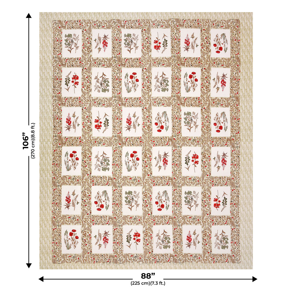 Floral Frame Brown Cotton Double Bedsheet