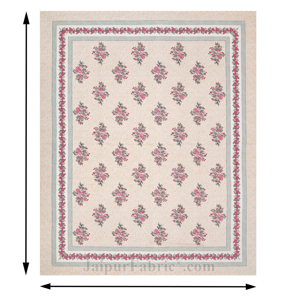 Bouquet Beveled Pink Cotton Double Bedsheet
