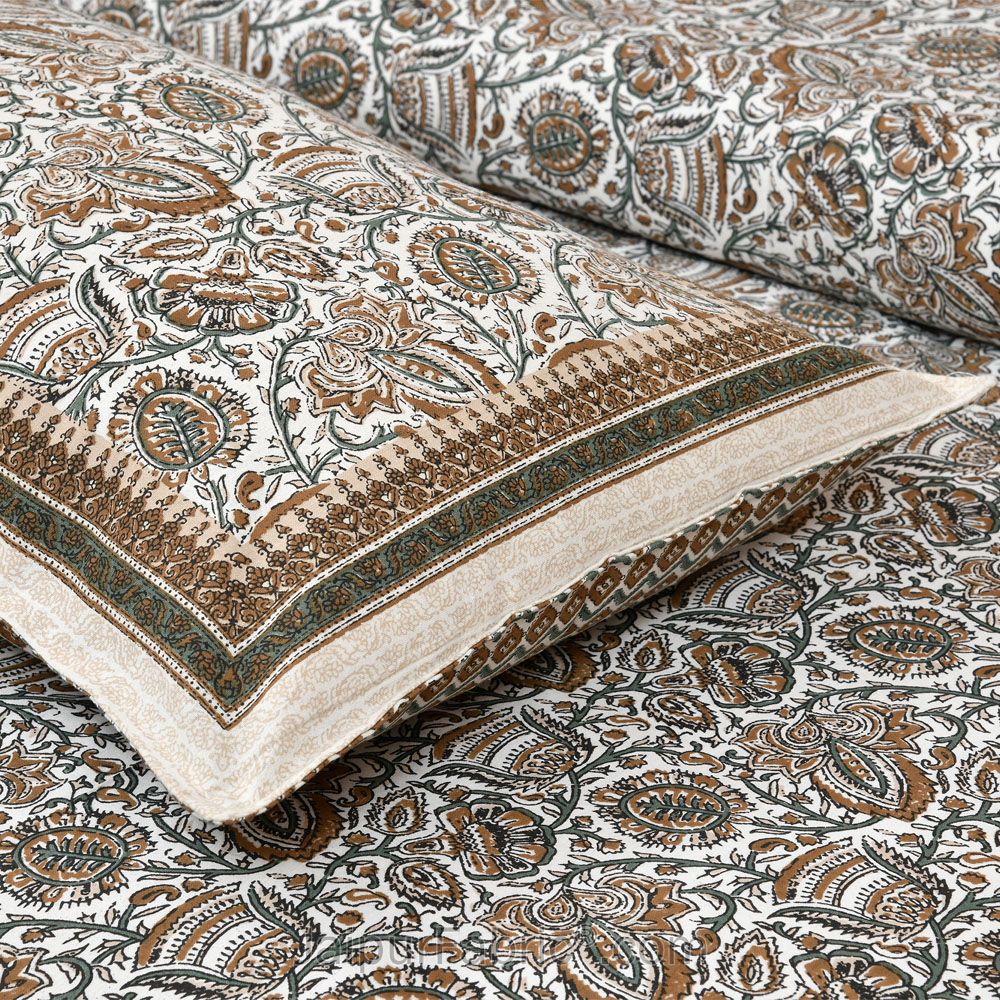 Musk Florets Jaipur Fabric Double Bed Sheet