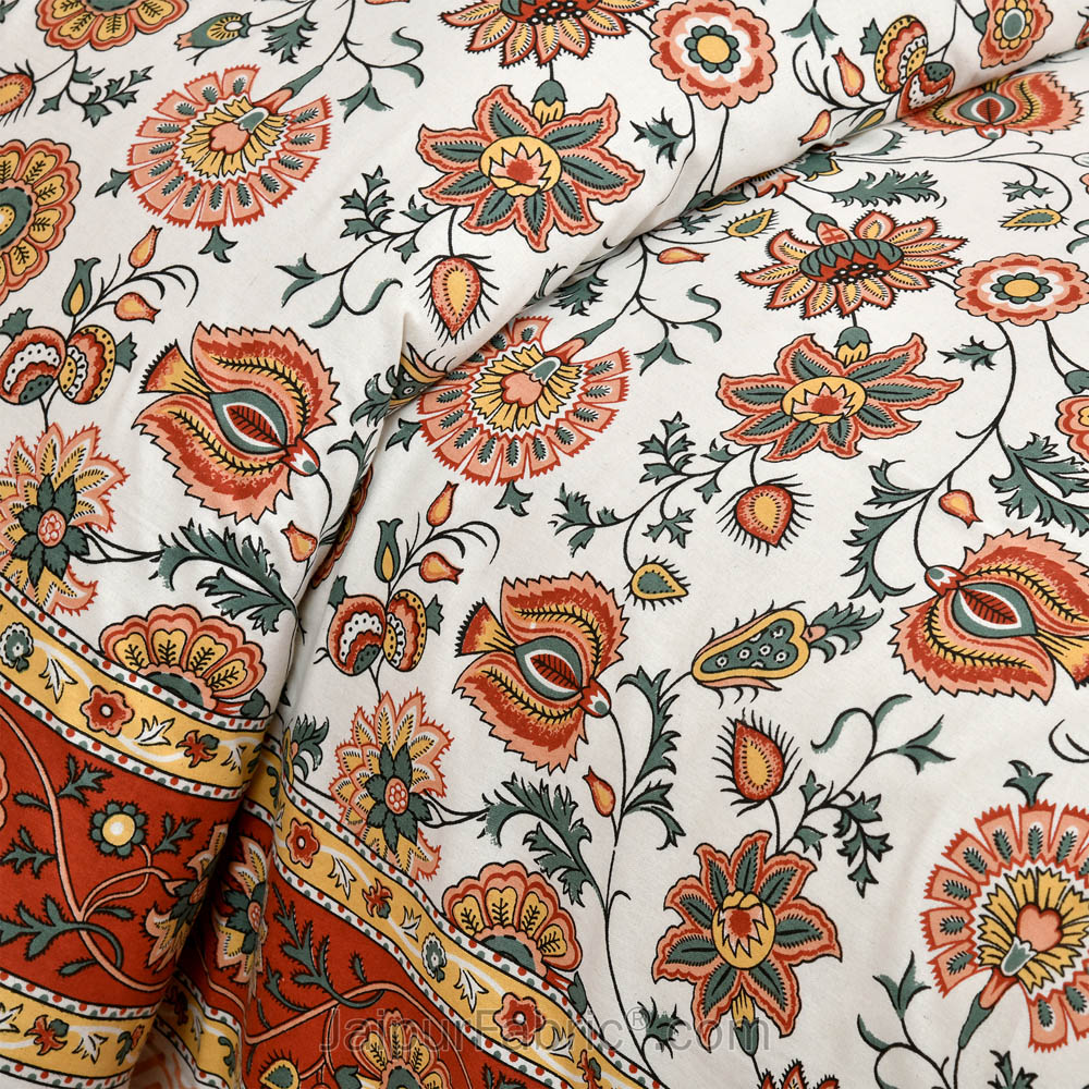Honey Creeper Jaipur Fabric Double Bed Sheet