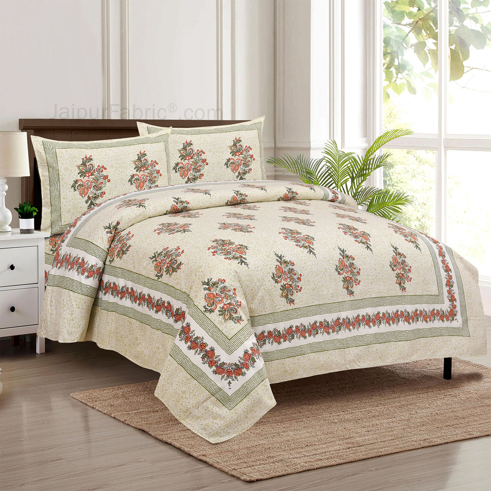 Charming Bouquet Jaipur Fabric Double Bed Sheet