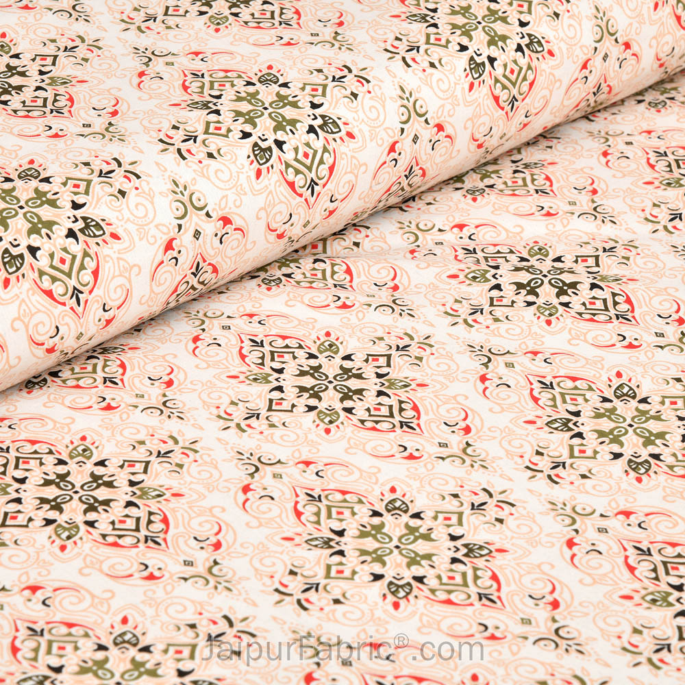 Modern Tradition Peach Jaipur Fabric Double Bed Sheet