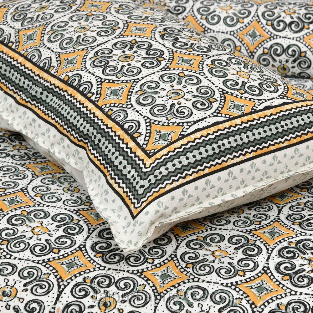 Green Pattern Jaipur Fabric Double Bed Sheet