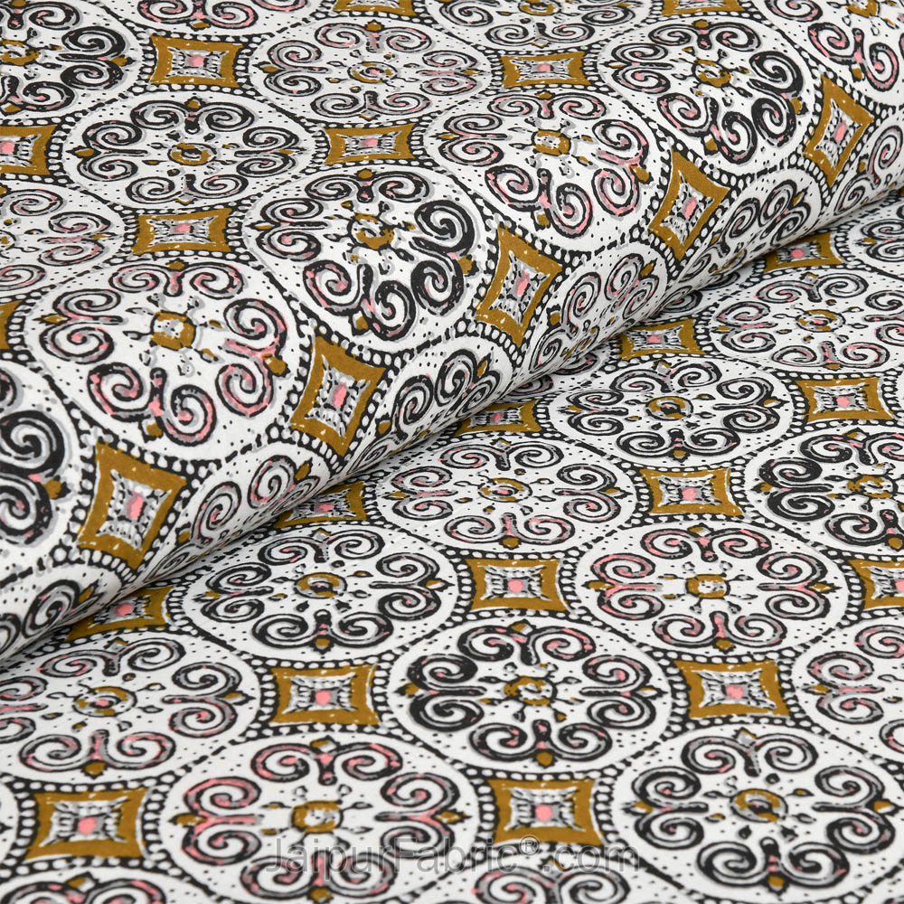 Gray Pattern Jaipur Fabric Double Bed Sheet