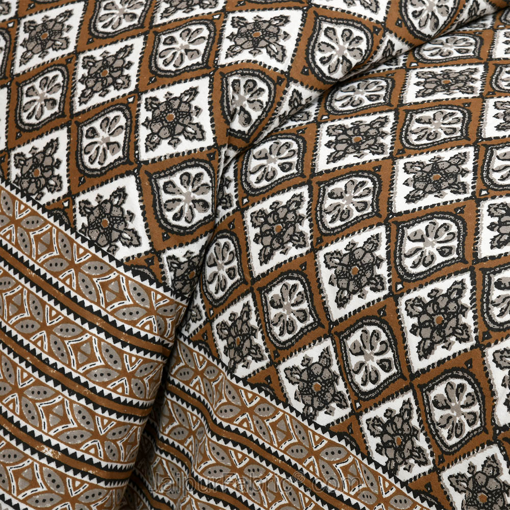 Kite Walk Chocolate Jaipur Fabric Double Bed Sheet