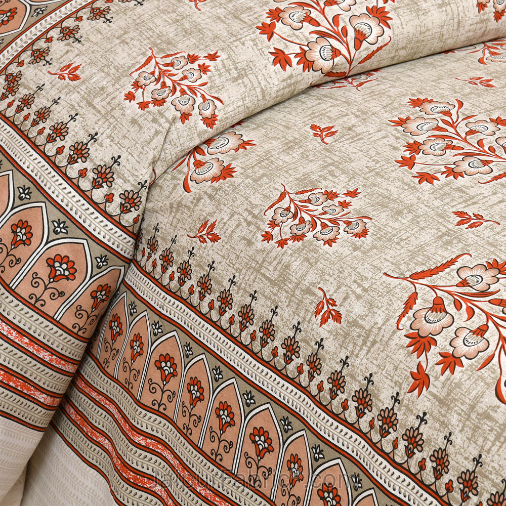 Brownish Jaipur Fabric Double Bed Sheet