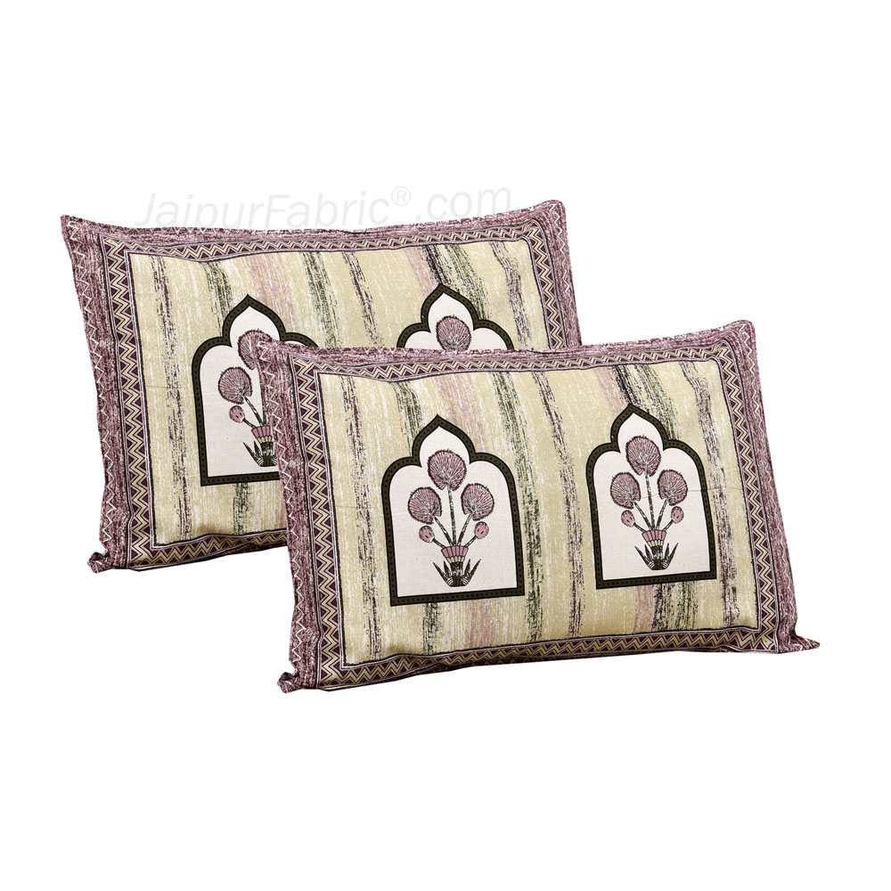 Jharokha Mauve Jaipur Fabric Double Bed Sheet