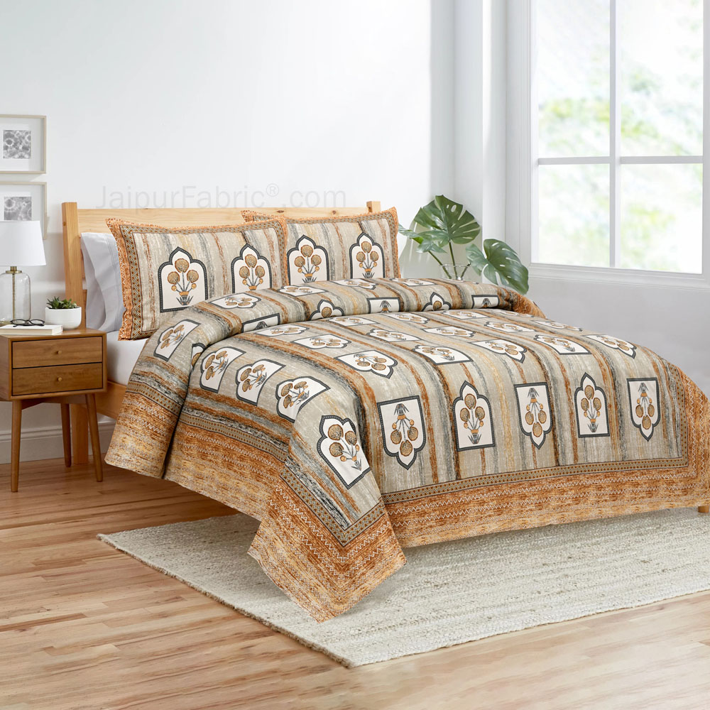 Jharokha Oyster Jaipur Fabric Double Bed Sheet