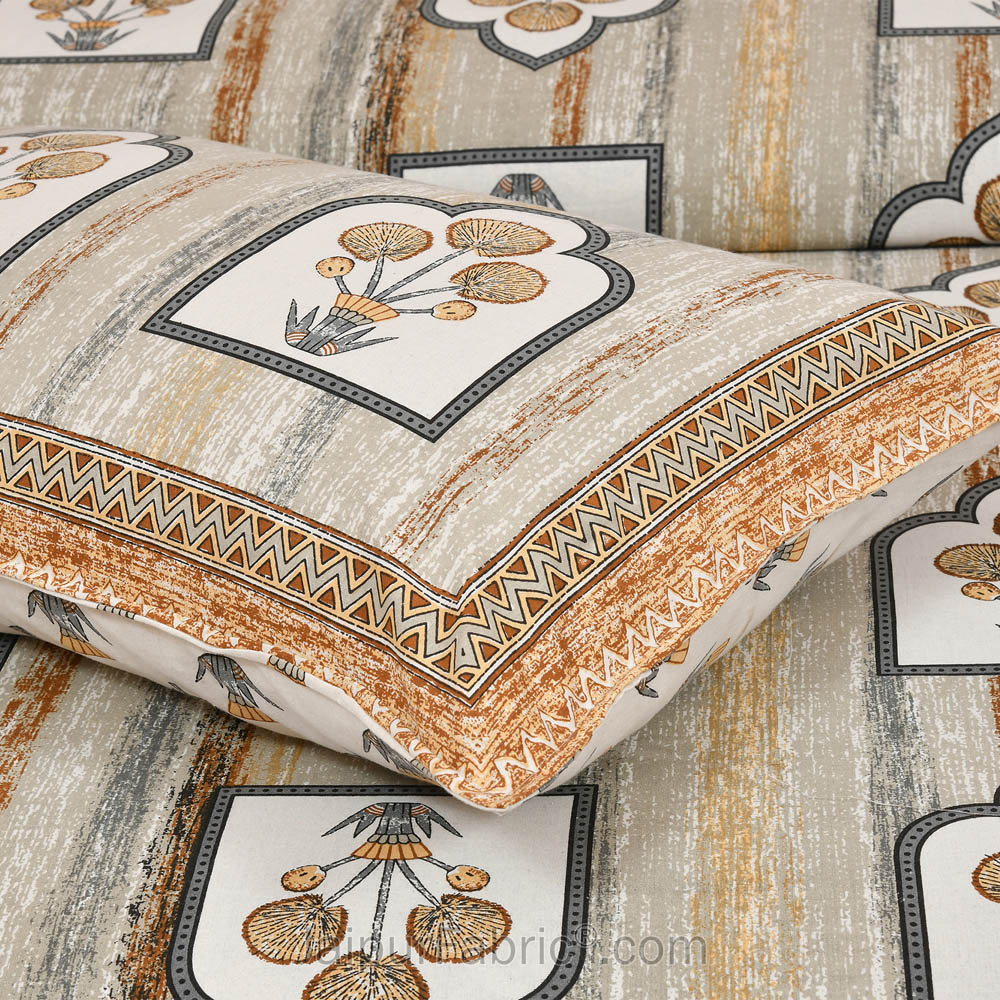Jharokha Oyster Jaipur Fabric Double Bed Sheet