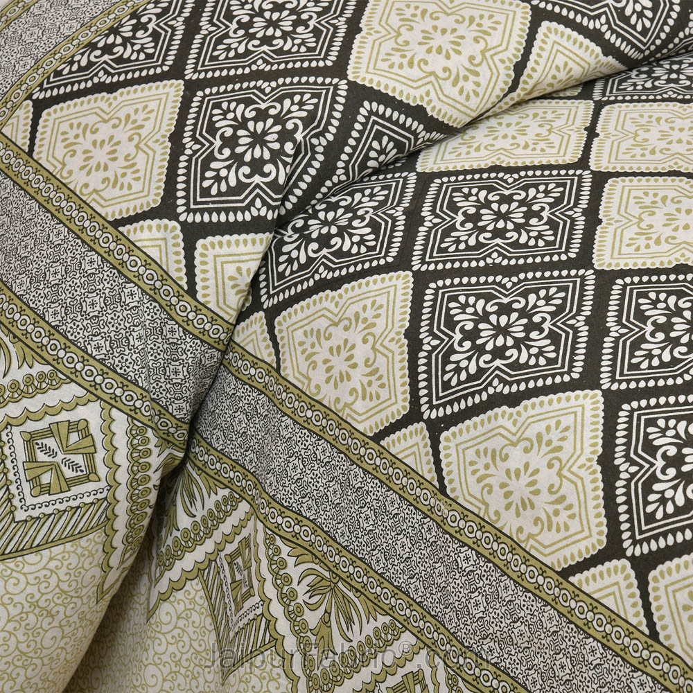 Green Geometry Jaipur Fabric Double Bed Sheet