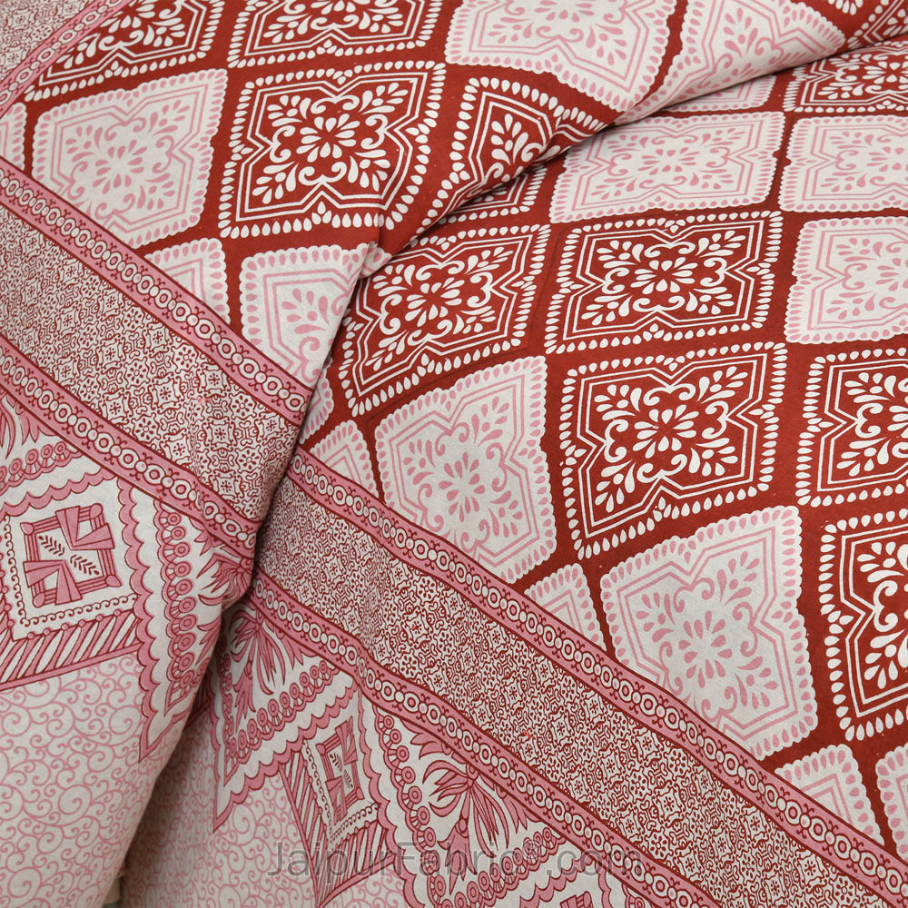 Pink Geometry Jaipur Fabric Double Bed Sheet