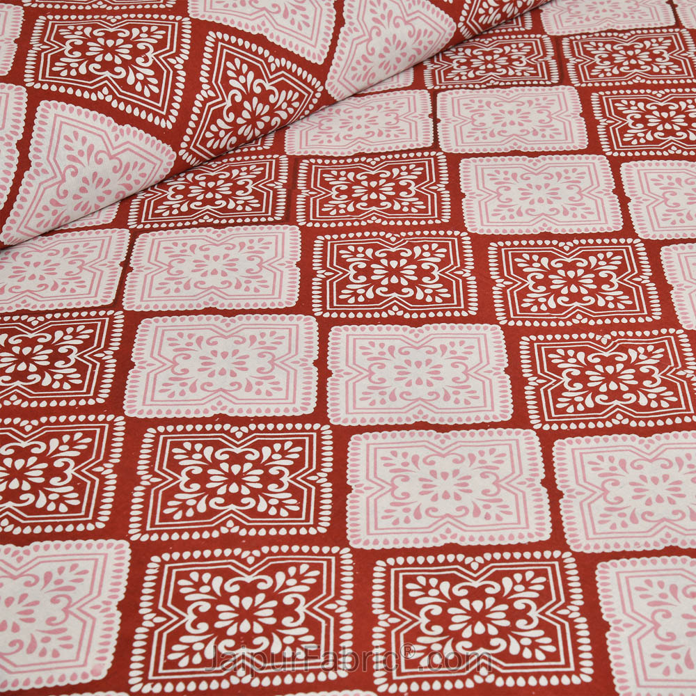 Pink Geometry Jaipur Fabric Double Bed Sheet