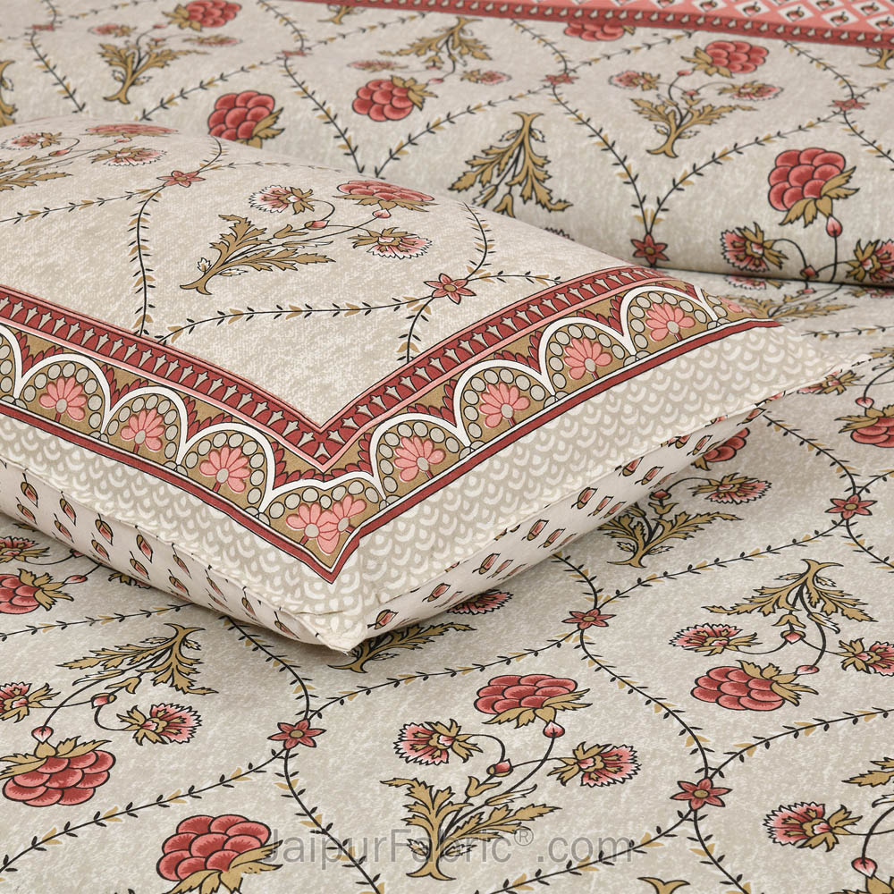 Pink Jaal Jaipur Fabric Double Bed Sheet