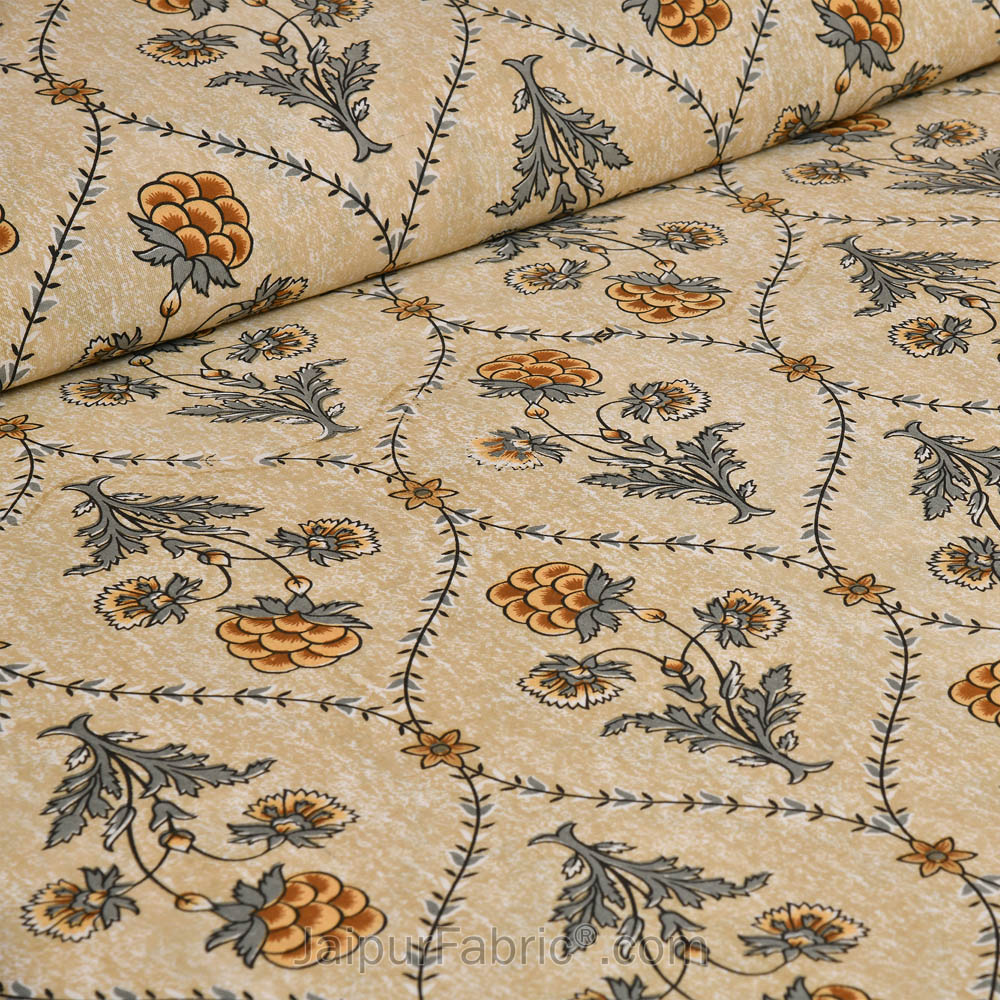 Yellow Jaal Jaipur Fabric Double Bed Sheet