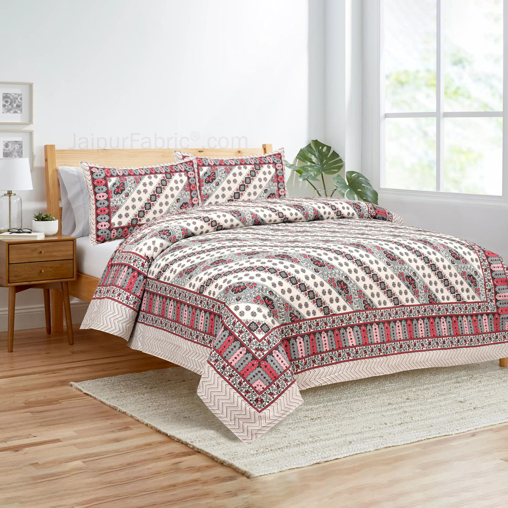 Lienage Pink Jaipur Fabric Double Bed Sheet